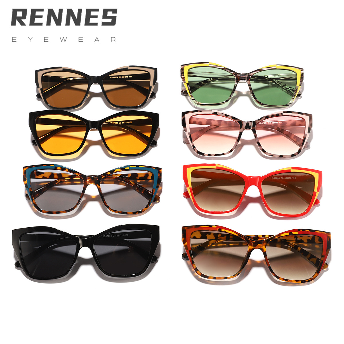 Nuevas gafas de sol para exteriores con ojos de gato en contraste de color transfronterizo