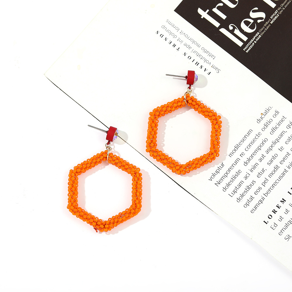 Boucles D&#39;oreilles Hexagonales En Perles De Couleur Bonbon Créatives display picture 9