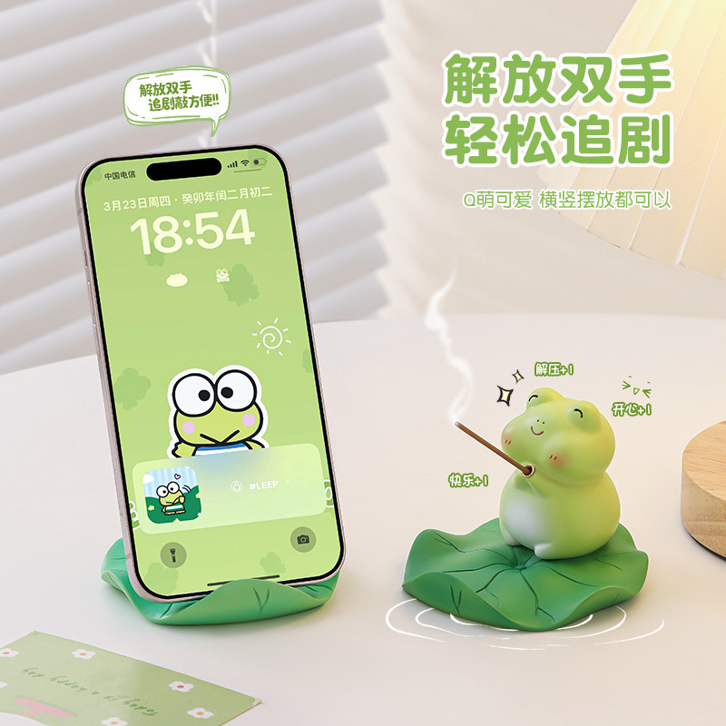 Soporte para teléfono móvil rana linda estación de oficina creativa cosas buenas decoraciones de escritorio regalos de cumpleaños niñas