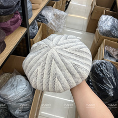 复古文艺条纹全羊毛贝雷帽子女秋冬款老钱风时尚百搭画家帽报童帽