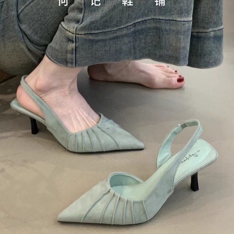 シープスキンバージョン！レトロなプリーツスタイルの女性用シングルシューズ、ポインテッドトゥ、ハイヒール、デザインされたスティレットヒールトゥサンダル|undefined