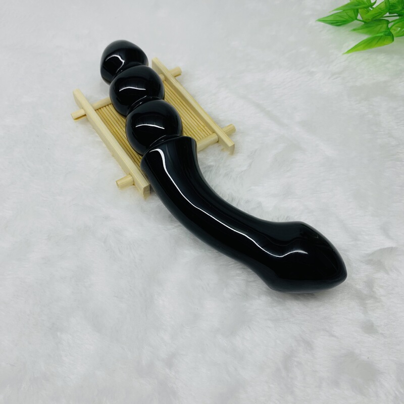天然水晶黑曜石雕刻原石水晶按摩棒 图 12