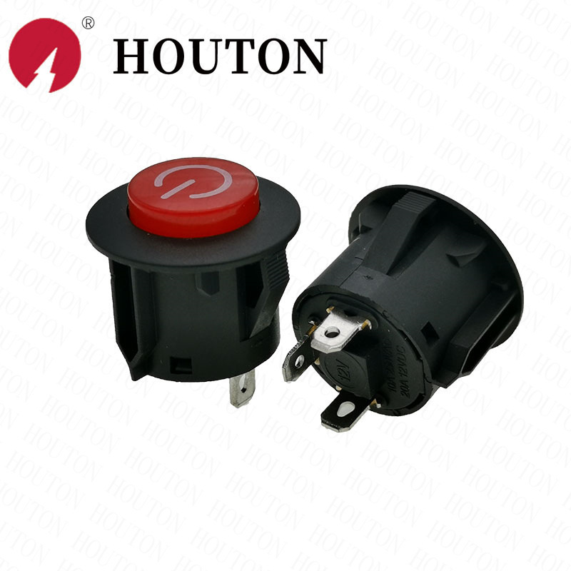 DS-422AD开孔26MM开关三脚玩具车按钮点动带灯自锁电瓶车红头R221