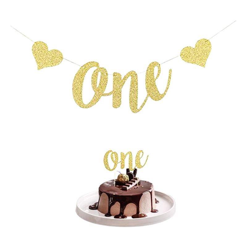 Europeo y Americano masculino y femenino bebé años de edad decoración del partido banner un brillo Garland pastel de inserción de tarjetas de suministro directo de fábrica