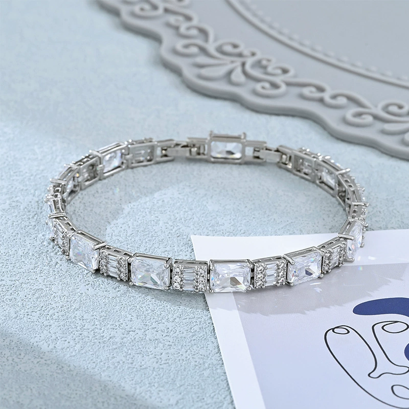 Квадратная склейка 4*4 мм бранслет цепь теннис с медной вставкой zircon мужской и женский хип-хоп теннис bracelet