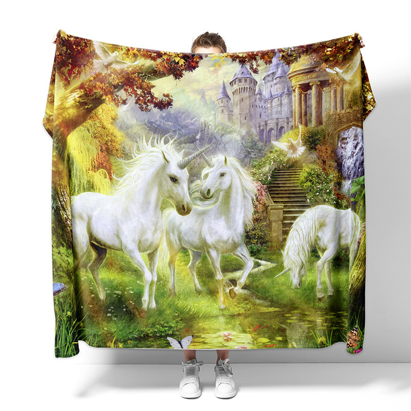 Fotos de mantas transfronterizas Impresión digital Manta de lana de brida tridimensional 3D Manta de aire acondicionado Tapa de tapicería Personalización de la imagen