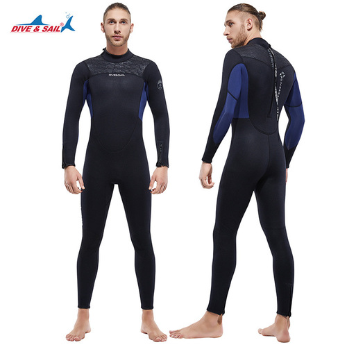 DIVE&SAIL warm wetsuit for men 3MM long-sleeved one-piece wetsuit for women cold-proof snorkeling wetsuit