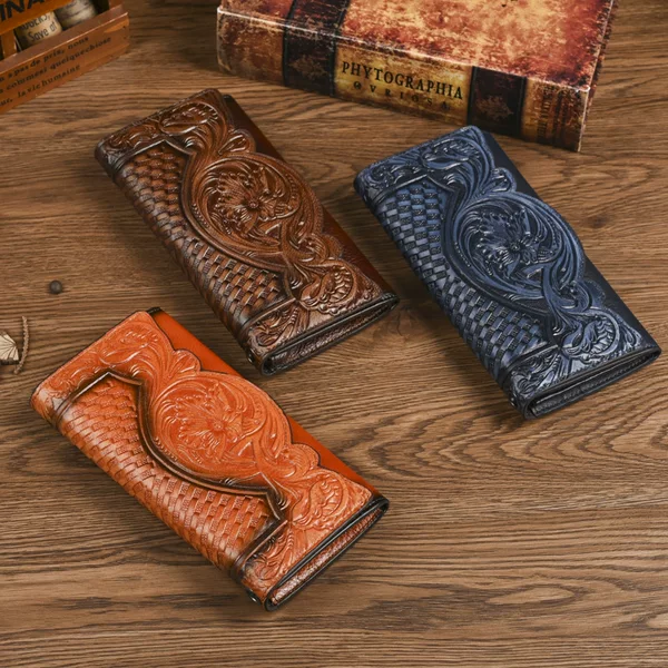 First-Layer Cowhide Leather Wallet, Men's Wallet, Vintage Distressed Style, Retro Wallet Clutch