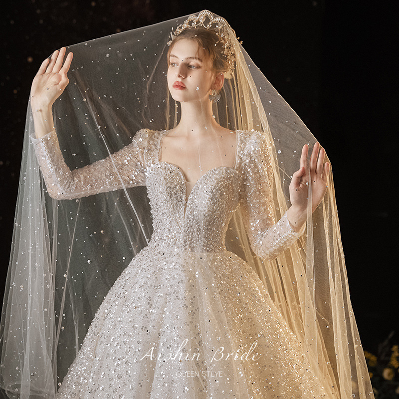 Aishini ""Class""""Wedding Dress Bride's 2025 New Super Heavy Industry Temperament Dress Small People Going Out Veil Women