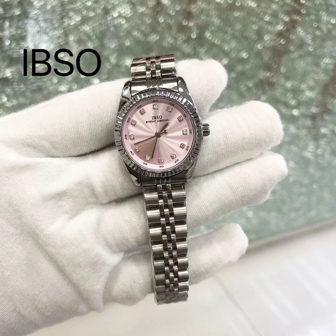 Производитель предлагает новые женские часы IBSO со стальным браслетом, стальной ремешок, популярные часы, женские розовые, прямая торговля