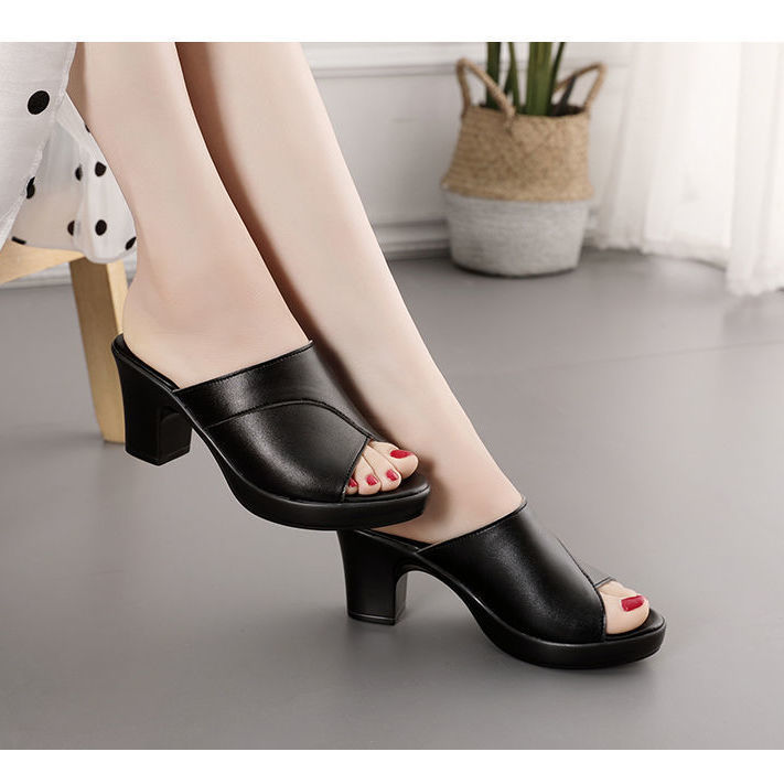 High heel slippers women's fashion all-m...