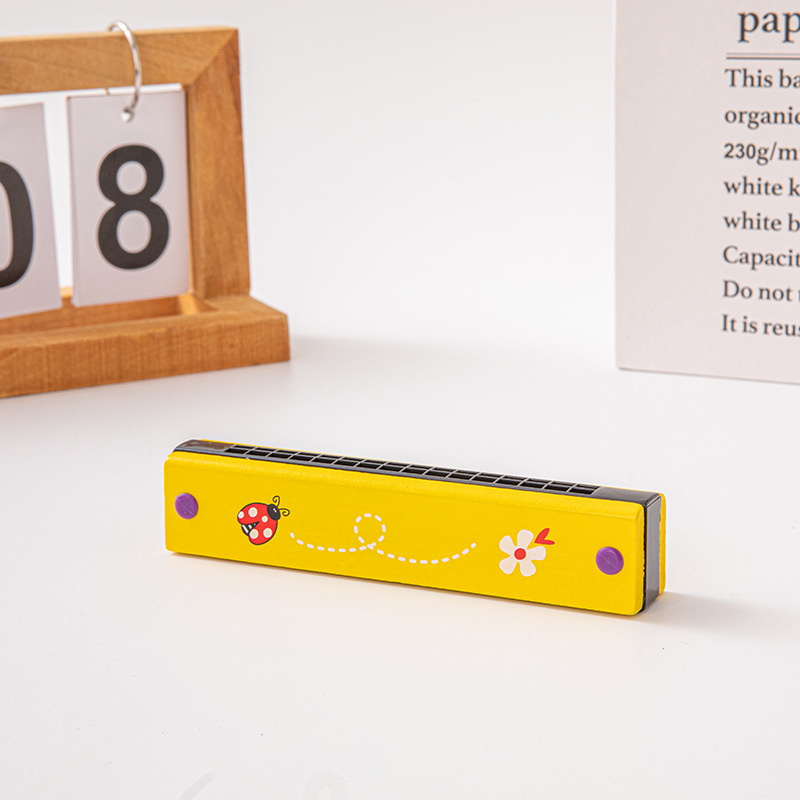 Armonica de madera de dibujos animados regalo de música para niños armónica de 16 hoyos estudiantes de primaria interés principiante tocando instrumento musical