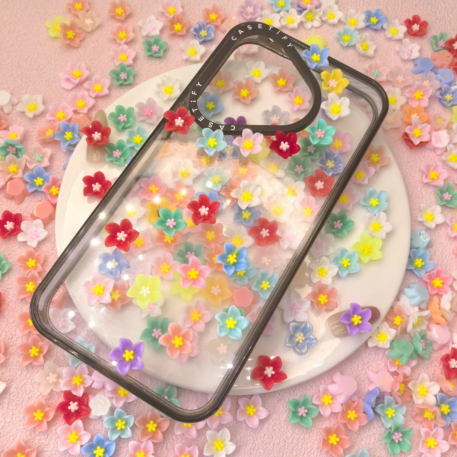 树脂配件新款百合五瓣花美甲DIY手机壳奶油胶发夹发饰配件批发