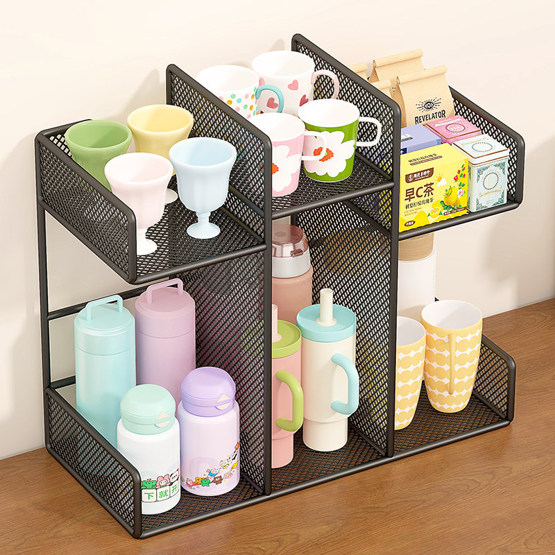 Cup Holder Storage Rack for Dining Table Countertop, Desktop Cup Organizer for Tea Cups, Water Cups, Coffee Cups, and Tea Sets
