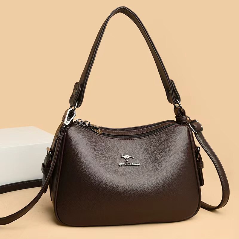 2026 High-End Soft Leather Underarm Bag for Women, New Style, Simple, Fashionable, Versatile, Large-Capacity Crossbody Bag, Middle-Aged Mom Bag