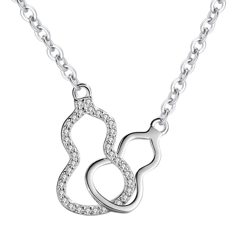 Moda de alta calidad s925 plata esterlina doble collar de la mujer estilo japonés y coreano simple moda clavícula cadena diamante incrustado al por mayor