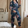 Pijama, cardigan, bathrobe, trousers for leisure, set, European style, plus size, oversize