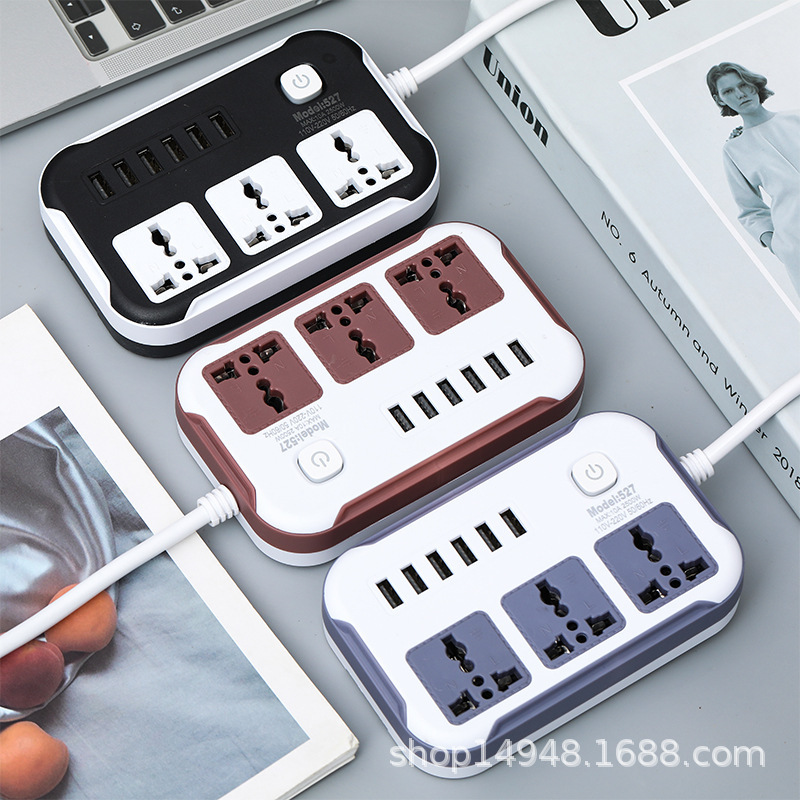 527 # 6USB 2m suministro de comercio electrónico transfronterizo enchufe plano del sudeste asiático enchufe de comercio exterior de Malasia