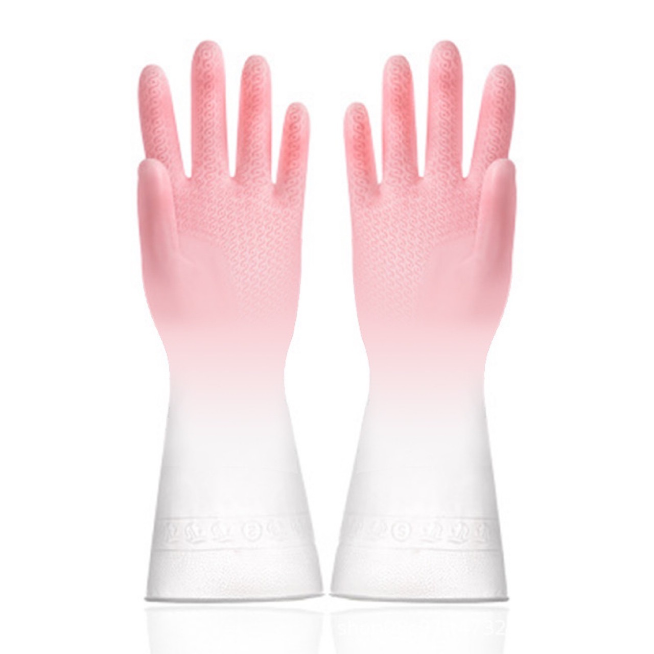 식기 세척 장갑 pvc 고무 방수 2 색 장갑 세탁 옷 가정용 주방 청소 미끄럼 방지 독립 포장