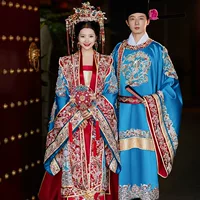 Свадебное платье Hanfu, изготовленное из песни, 2023 Новое свадебное платье невесты в китайском стиле, красное и синее контрастное цветное платье Xiuhe