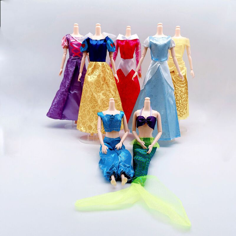 Doll Dress Snow White Long Hair Sleeping Beauty Fishtail Dress Cinderella Toy Dress Wholesale 30cm Bobby Doll Dress Snow White Long Hair Sleeping Beauty Fishtail Dress Cinderella Toy Dress Wholesale 30cm Bobby