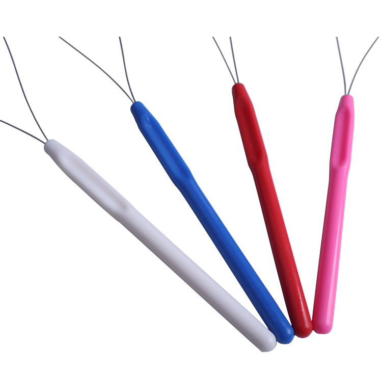 穿針器引線器穿線器彩色塑料柄接發器接發串珠器假髮鈎針tufting