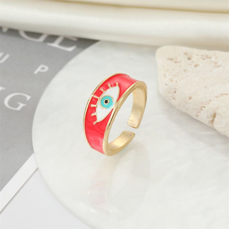 fashion retro alloy color Turkish drop oil ring devil eye alloy ringpicture4