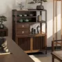 实木茶室展示金色茶柜