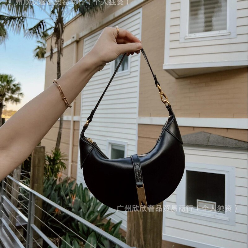 Cross-Border Raff Polo Underarm Bag, Genuine Leather Crescent Bag, Single Shoulder Handbag, Jung Soo-Yeon Style Dumpling Croissant Bag, Women's Bag