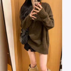 秋冬季复古美拉德毛衣慵懒风高级感软糯v领针织衫宽松休闲上衣女