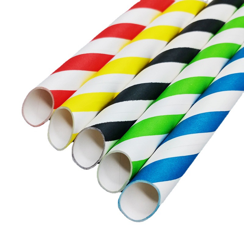 12mm gran diámetro colorido rayas puntiagudas boca papel paja desechable degradable durable perla leche té paja