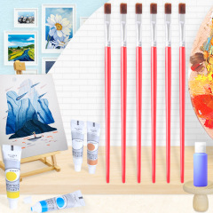 廠家批發 兒童繪畫排刷塑料平頭尼龍毛畫筆 DIY石膏陶瓷畫