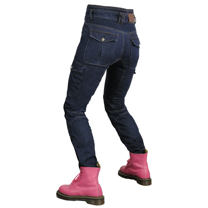 Volero motocicleta jeans Mujer kaudula motocicleta multi-bolsa ropa de trabajo pantalones de montar resistente al desgaste resistente al desgarro