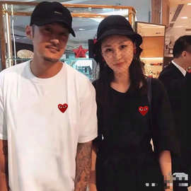 跨境爆款新版t恤情侣短袖棉t爱心短袖纯色T经典男女通勤春夏上衣