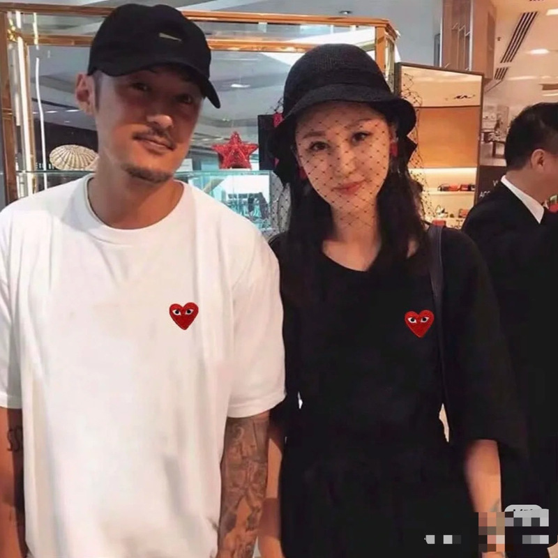 Cross-Border Popular New Version T-Shirt Couple Short-Sleeve Cotton T-Shirt Heart Design Short-Sleeve Solid Color T-Shirt Classic Unisex Commuter Spring and Summer Top