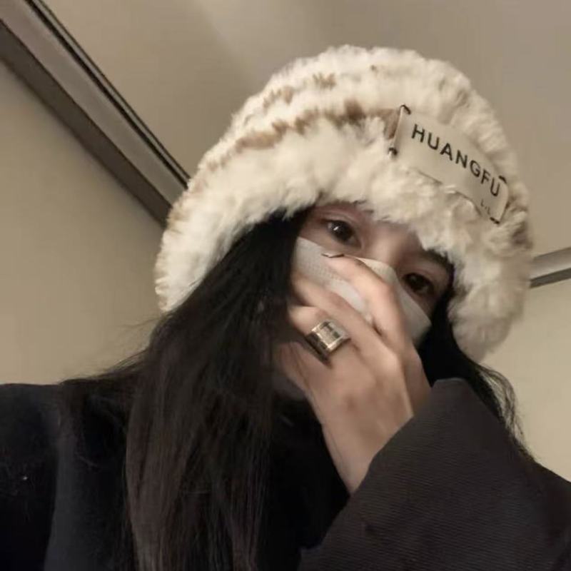 可爱小熊耳朵毛绒帽女冬季保暖大头围针织帽毛线帽百搭护耳显脸小|undefined