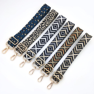 European and American New Gold and Silver Silk Diamond Leopard Print Bag Shoulder Strap Hanging Accessories Single Shoulder Crossbody Adjustment Replacement Long Shoulder Strap