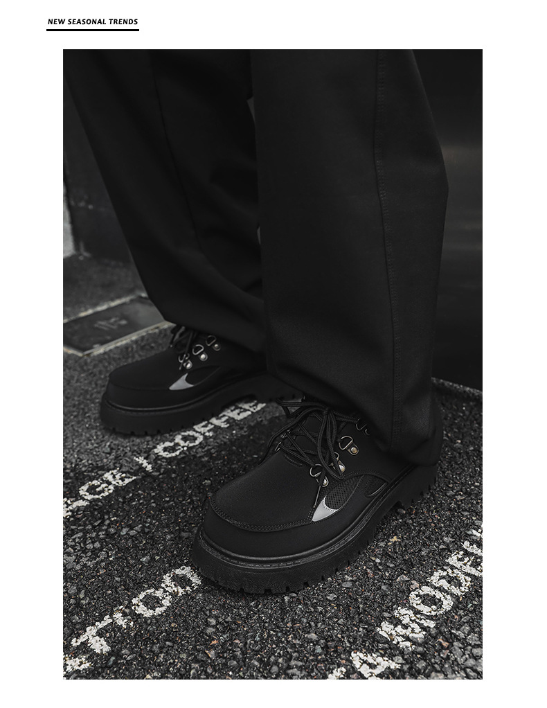 Herren Arbeitsschuhe Winter Outdoor Wandern wasserdicht und rutschfest Herren Freizeit Lederschuhe, schwarz Baustelle Arbeit_voghion.com