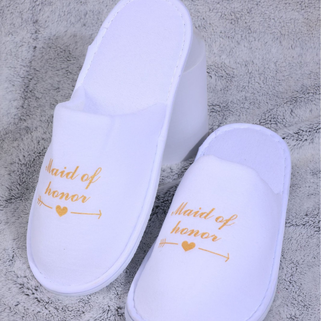 Nuevo viaje casero boda novia zapatillas de lana de coral desechables lavable letras inglesas