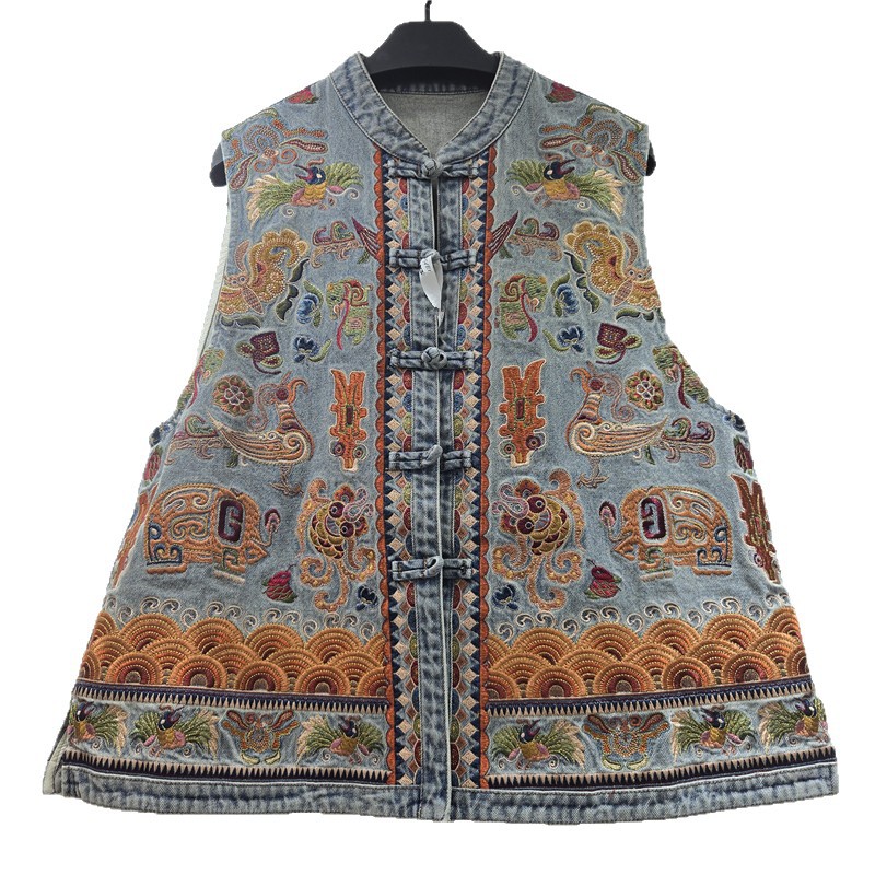 Coreano chic industria pesada sensación nacional bordado chaleco de vaqueros mujer 2026 primavera y verano nuevo elegante retro chaleco sin mangas image 5