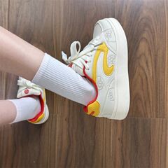 小众设计原创拼色面包鞋2025新款春季百搭小白鞋ins潮休闲板鞋女