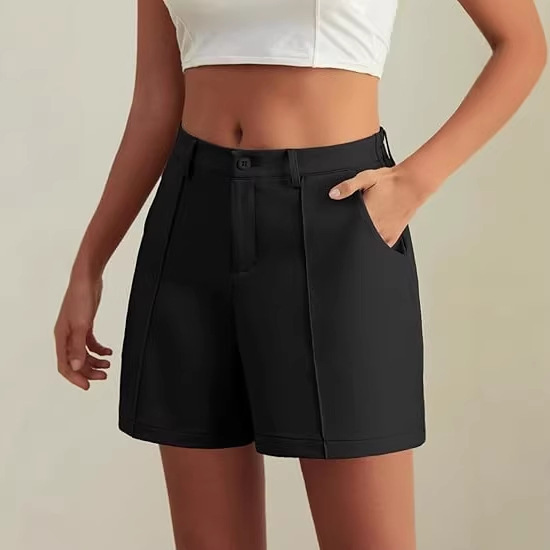 2026 Amazon Cross-Border Women's Elastic High-Waisted Wide-Leg Flowing Pleated Formal Summer Shorts