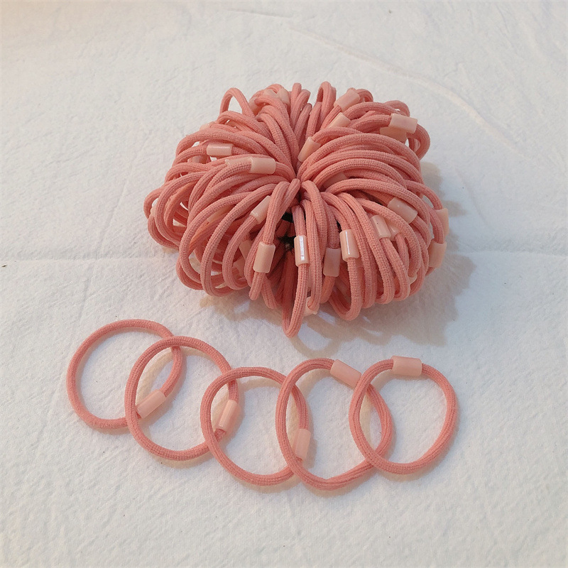 [Pequeño anillo largo con hebilla] DIY niños materiales hechos a mano cuerda de cabeza de alta elasticidad color caramelo no daña correa de cabello tocado