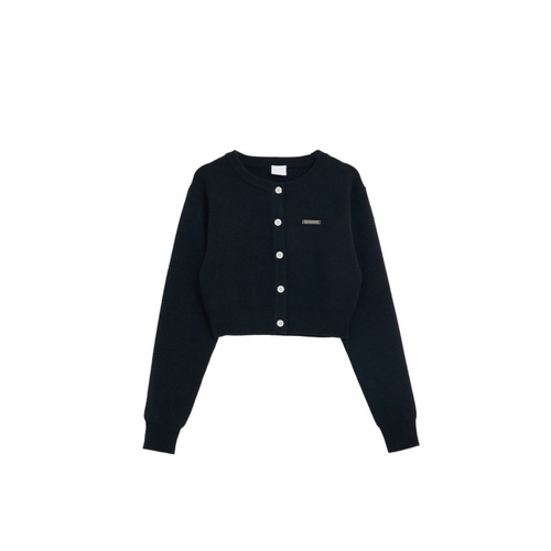 Grey Short-Sleeve Square-Shoulder Knit Cardigan Women's Spring Early Autumn 2025 Petite Size Outerwear Thin Top for Layering