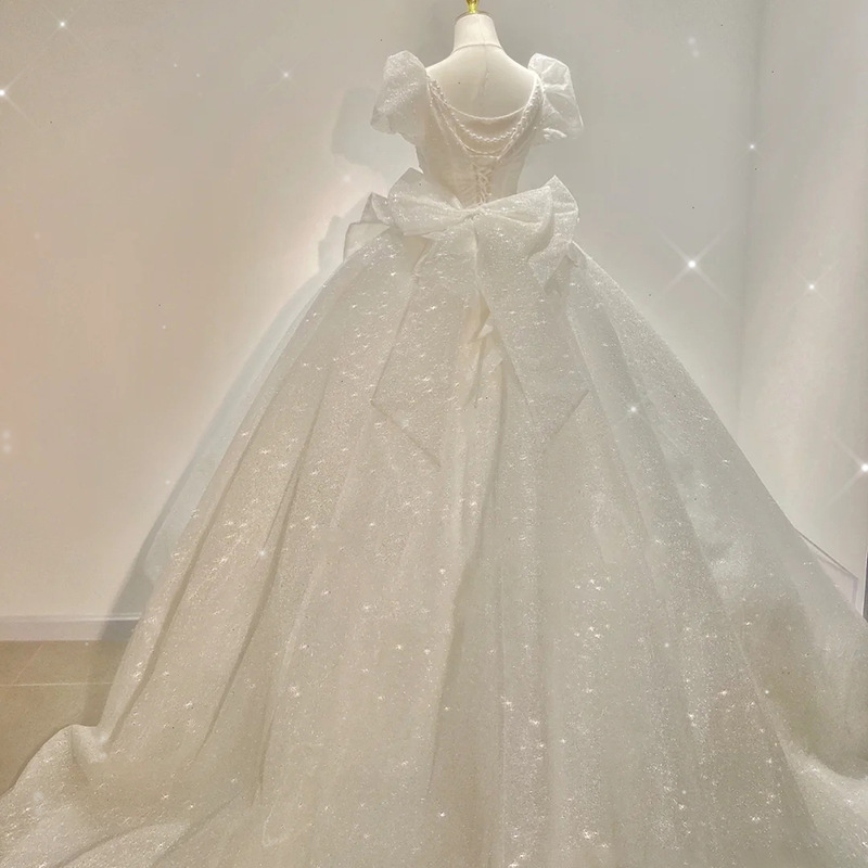 Vestido de Novia Principal 2025, Nuevo Estilo, Textura de Alta Gama, Verano, Estilo Francés Retro, Talla Grande, con Cola Ligera, Elaboración Artesanal D93 image 6
