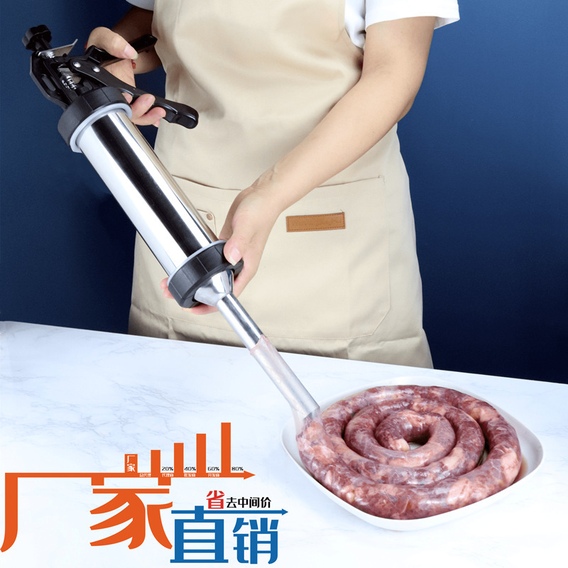 肉を搾る銃のステンレスの浣腸機のソーセージの浣腸機の手のつまみの型の豚の腸の服の缶のツールの多い型番|undefined