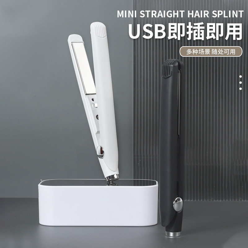 Fuente de fábrica interfaz USB Mini pequeña Madera contrachapada bobina recta de doble propósito rizador de pelo banco de energía disponible no recargable nuevo