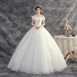 Wholesale Light Wedding Dress 2025 New Bride Floor-Length One-Shoulder Korean Simple Main Wedding Dress Studio Manufacturer