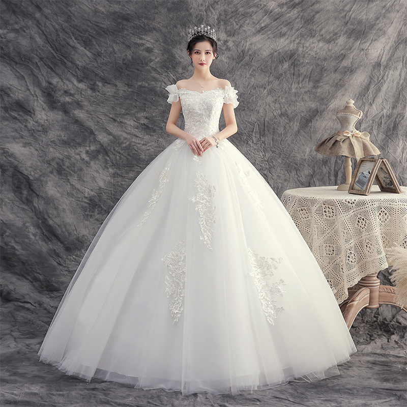 Wholesale Light Wedding Dresses 2026 New Style Bride's Floor-Length Off-Shoulder Korean-Style Simple Main Wedding Dress Studio Manufacturer Wholesale Light Wedding Dresses 2026 New Style Bride's Floor-Length Off-Shoulder Korean-Style Simple Main Wedding Dress Studio Manufacturer