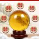 Yellow crystal ball fortune-making feng shui ball colored glaze transfer beads living room porch decoration crafts housewarming opening ornaments